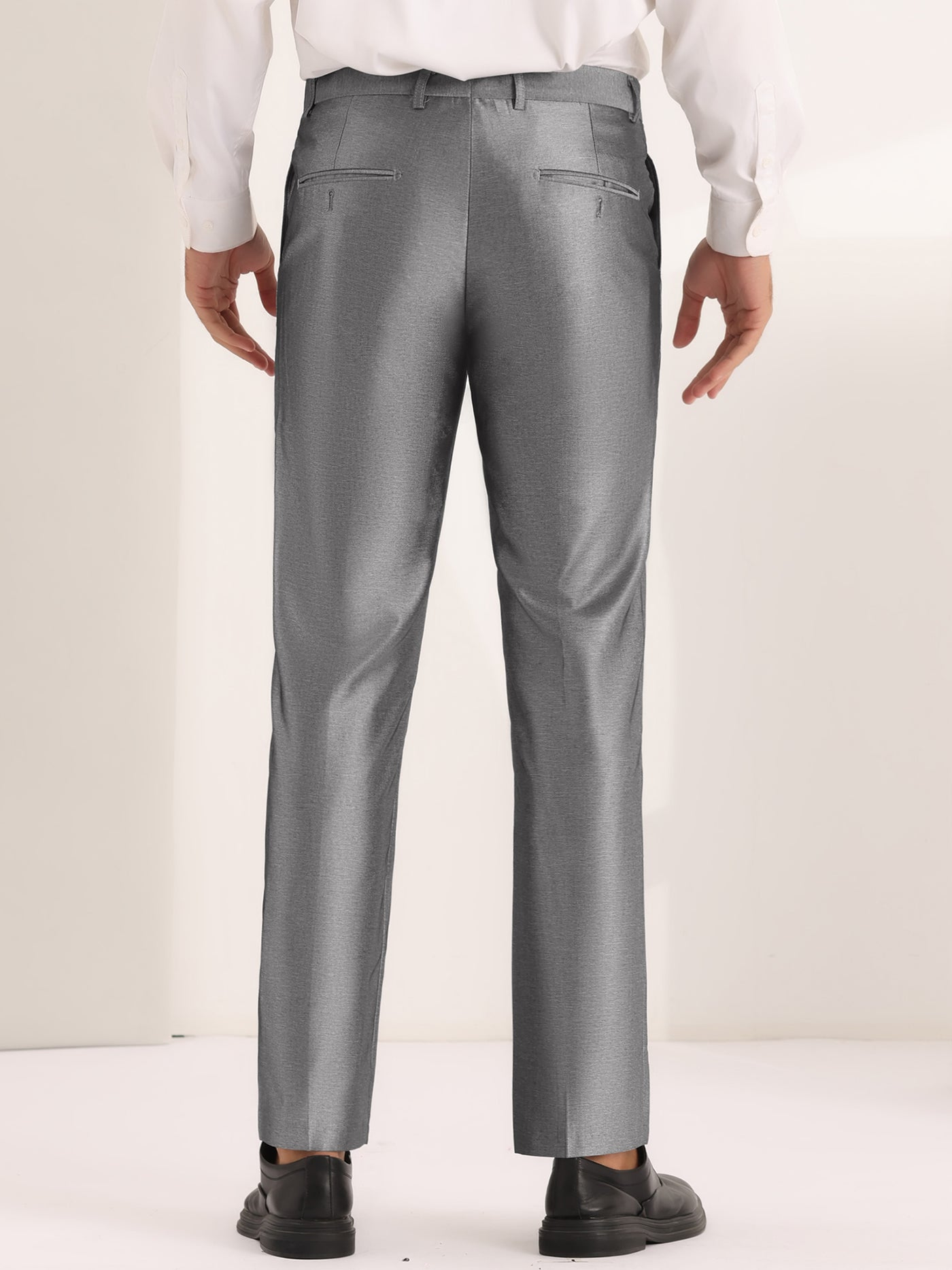 Bublédon Dress Pants for Men's Classic Fit Solid Stretch Flat Front Work Business Trousers