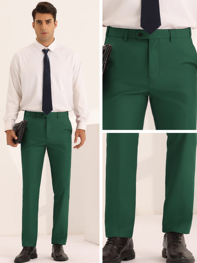Dress Pants for Men's Classic Fit Solid Stretch Flat Front Work Business Trousers