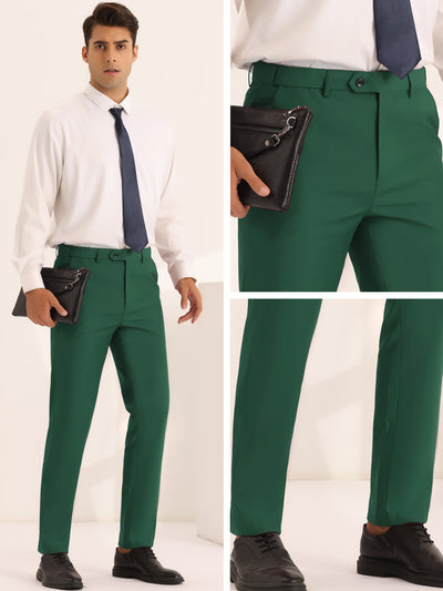 Dress Pants for Men's Classic Fit Solid Stretch Flat Front Work Business Trousers
