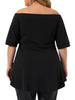Plus Size Blouse for Women V Neck Faux Wrap Short Sleeve Peplum Top Blouses