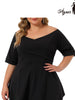 Plus Size Blouse for Women V Neck Faux Wrap Short Sleeve Peplum Top Blouses