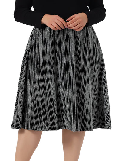 Bublédon Women's Plus Size Skirt Metallic Party Disco Sparkle Sequin Skirts