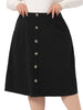 Faux Suede Skirt Knee Length for Women Plus Size Elastic Waist Flared Stretch a Line Midi Skirts