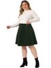 A Line Woven Elastic Waist Button Decor Skirt