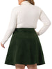 A Line Woven Elastic Waist Button Decor Skirt