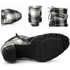 Perphy Platform Lace Up Chunky Heel Plaid Printing Ankle Boots for Women
