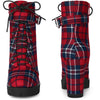 Perphy Platform Lace Up Chunky Heel Plaid Printing Ankle Boots for Women
