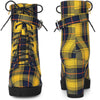Perphy Platform Lace Up Chunky Heel Plaid Printing Ankle Boots for Women