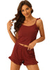 Womens Loungewear 2023 Summer Crop Cami Tops with Shorts Ruffle Camisole Pajamas Sets