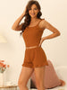 Womens Loungewear 2023 Summer Crop Cami Tops with Shorts Ruffle Camisole Pajamas Sets
