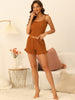Womens Loungewear 2023 Summer Crop Cami Tops with Shorts Ruffle Camisole Pajamas Sets