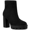 Perphy Round Toe Side Zip Chunky Heels Ankle Boots for Women