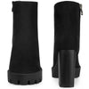 Perphy Round Toe Side Zip Chunky Heels Ankle Boots for Women