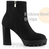 Perphy Round Toe Side Zip Chunky Heels Ankle Boots for Women