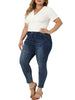 Plus Size Blouse for Women Twist Front V Neck Ribbed Short Sleeve Casual Solid Tops