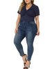 Plus Size Blouse for Women Twist Front V Neck Ribbed Short Sleeve Casual Solid Tops