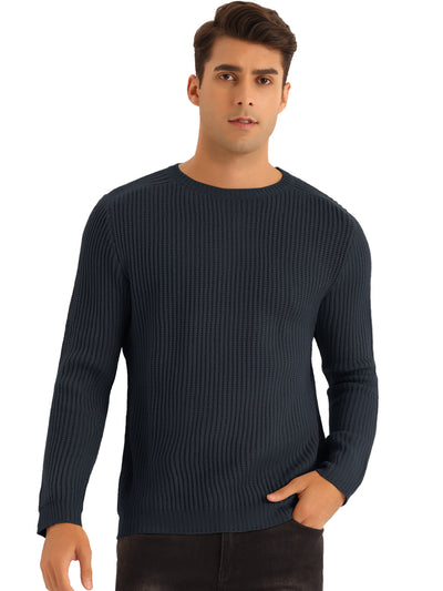 Casual Crew Neck Long Sleeves Solid Knitted Pullover Sweater