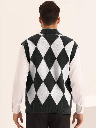 Men's Classic V Neck Button Sleeveless Knit Sweater Cardigan
