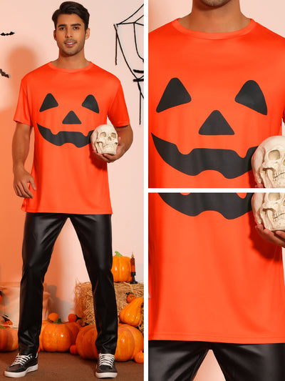 Men's Short Sleeved Halloween Party Graphic Tee Pumpkin Printed T-Shirt
