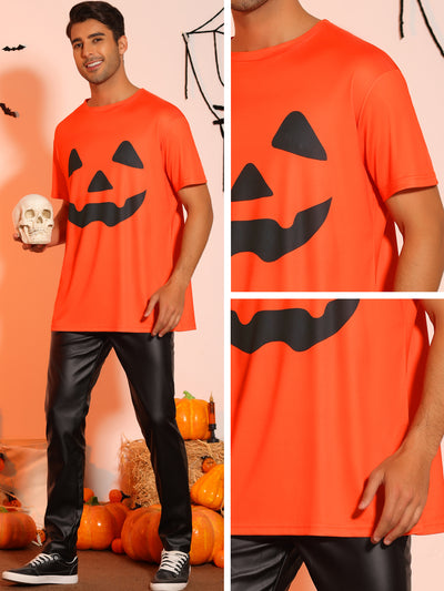 Men's Short Sleeved Halloween Party Graphic Tee Pumpkin Printed T-Shirt