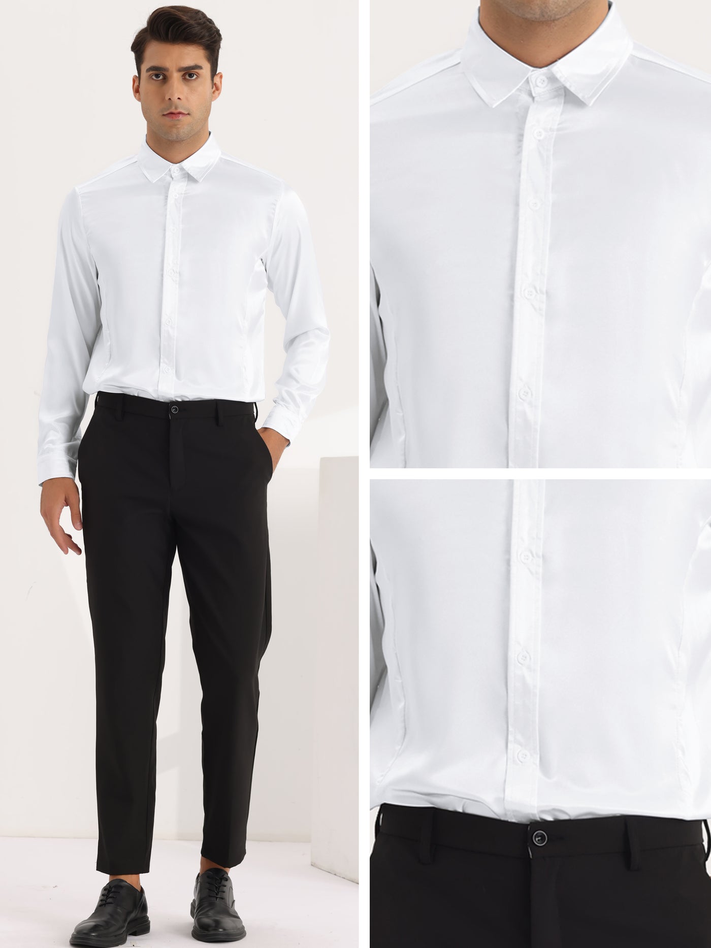 Bublédon Men's Slim Fit Long Sleeves Button Down Prom Dress Shirts