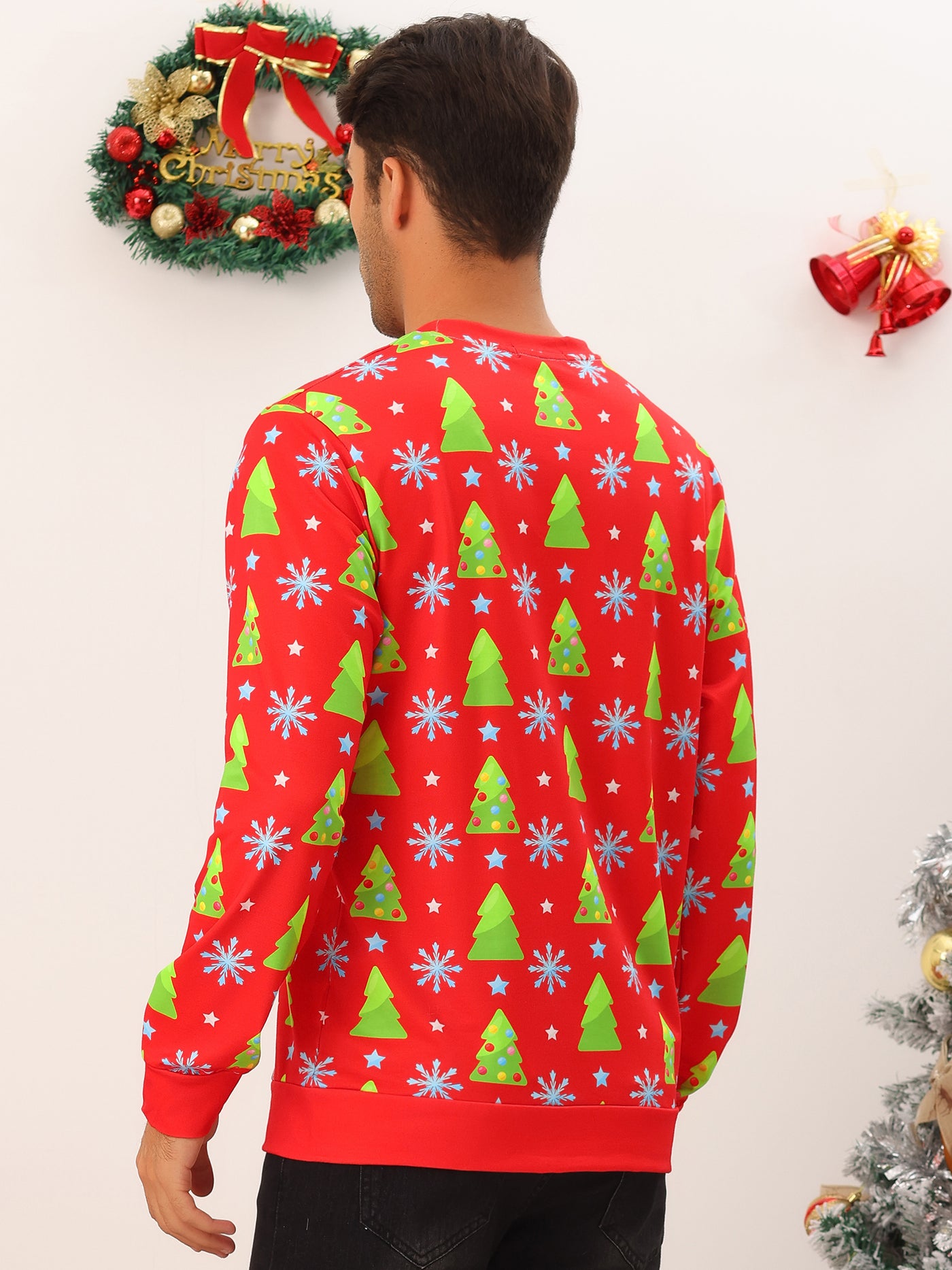 Bublédon Men's Christmas Printed Long Sleeves Funny Graphic Sweatshirt