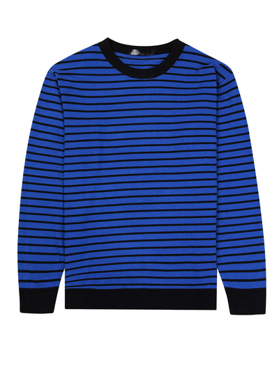 Striped Sweaters for Men's Long Sleeves Round Neck Color Block Knit Top Pullover