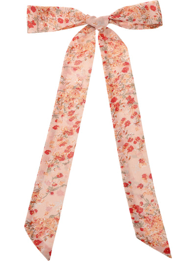 Women Floral Chiffon Scarves, Flowers Square Neck Scarf Neckerchief, Skinny Long Ribbon Hair Band