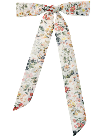 Women Floral Chiffon Scarves, Flowers Square Neck Scarf Neckerchief, Skinny Long Ribbon Hair Band