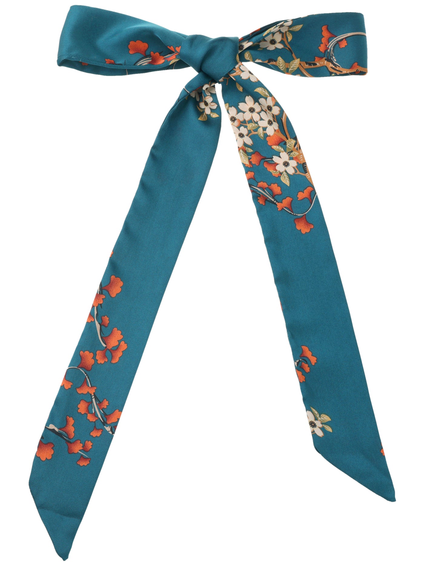 Bublédon Women Floral Satin Scarves, Flowers Square Silky Neck Scarf Neckerchief, Skinny Long Ribbon Hair Band
