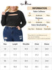 Plus Size Tops for Women Long Sleeve Round Neck Cut Out Front Fitted T-Shirts