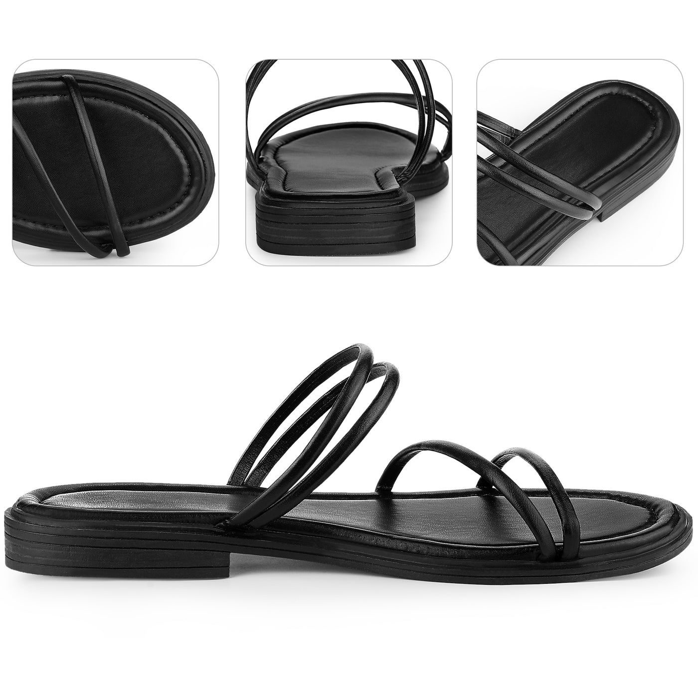 Bublédon Perphy Open Toe Strappy Slingback Flat Sandals for Women