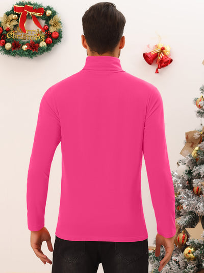 Turtleneck Top for Men's Slim Fit Long Sleeves Knitted Pullover T-Shirt