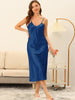 Womens Satin Pajama Nightdress Nightshirt Sleepwear V-Neck Lounge Nightgown