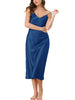 Womens Satin Pajama Nightdress Nightshirt Sleepwear V-Neck Lounge Nightgown