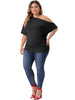 Plus Size Tops for Women One Shoulder Short Sleeve Ruched Basic Blouses