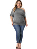 Plus Size Tops for Women One Shoulder Short Sleeve Ruched Basic Blouses