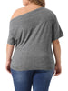 Plus Size Tops for Women One Shoulder Short Sleeve Ruched Basic Blouses