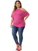 Plus Size Tops for Women One Shoulder Short Sleeve Ruched Basic Blouses