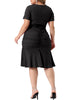 Plus Size Dress for Women Ruffle Hem V Neck Short Sleeve Sequin Ruched Dresses