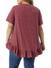 Plus Size T Shirts for Women V Neck Button Up Short Sleeve Ruffled Hem Blouse Tops