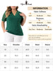 Plus Size Summer Tops for Women V Neck Short Sleeve 2023 Elegant Lace Ribbed Knit Tunic Blouse