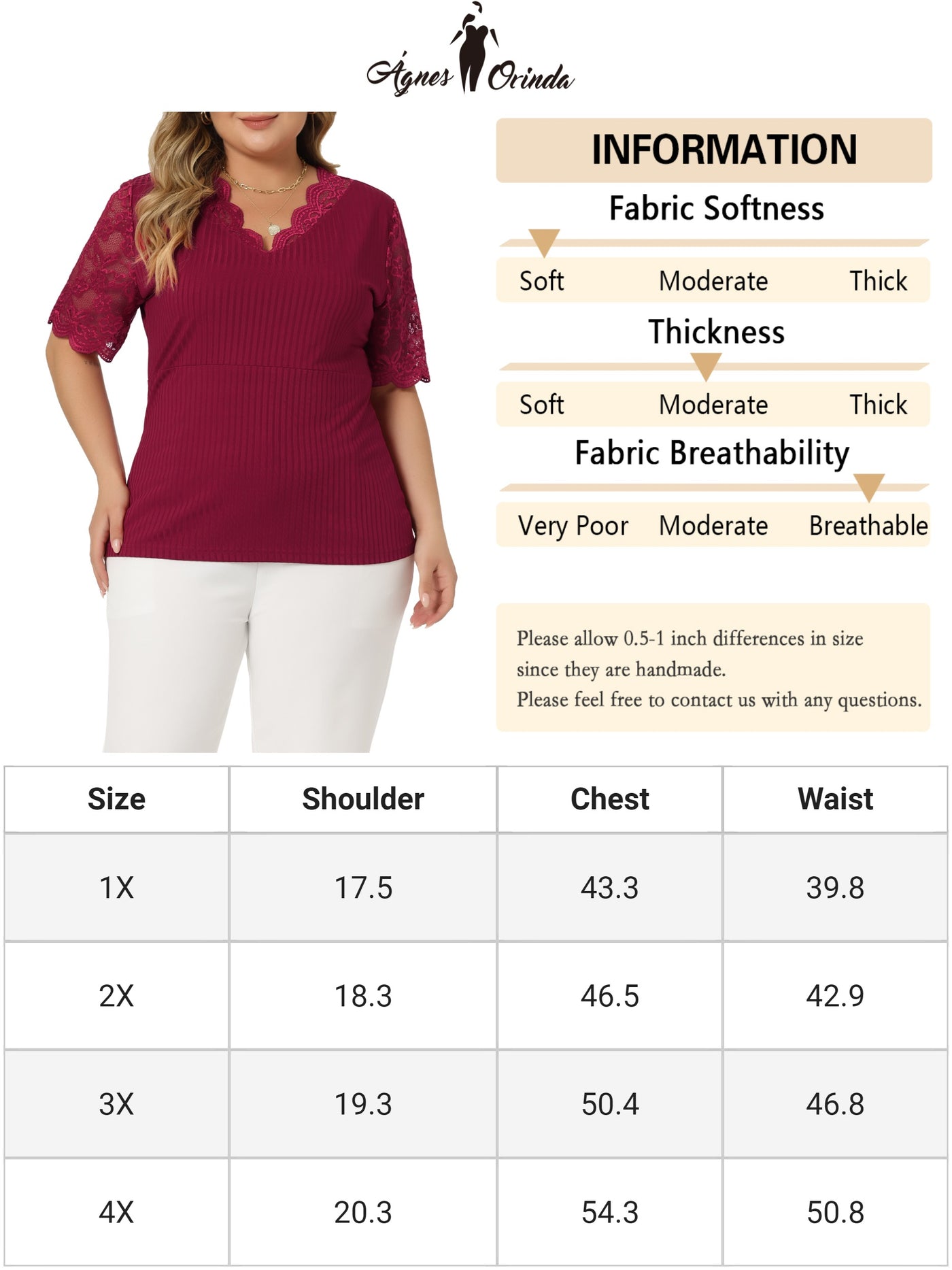 Bublédon Plus Size Summer Tops for Women V Neck Short Sleeve 2023 Elegant Lace Ribbed Knit Tunic Blouse