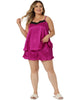 Satin H Line Coin Dot V Neck Ruffle Trim Camisole