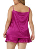 Satin H Line Coin Dot V Neck Ruffle Trim Camisole