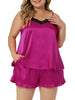 Satin H Line Coin Dot V Neck Ruffle Trim Camisole