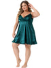 Womens Plus Size Lace Nightgown Satin Chemise Lingerie Dress V Neck Sleepwear Slips Nightie
