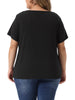 Plus Size Top for Women Basic Short Sleeve Metal Chain Crop Tops Cutout Front Bodycon T-Shirts