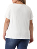 Plus Size Top for Women Basic Short Sleeve Metal Chain Crop Tops Cutout Front Bodycon T-Shirts