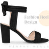Back Ankle Tie Open Toe Chunky Heel Sandals